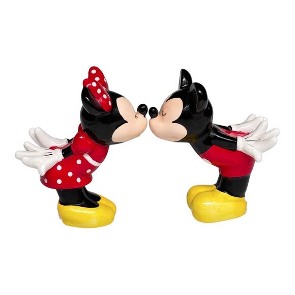 Disney Minnie & Mickey Mouse Kissing SALT & PEPPER SHAKERS LARGE 5" Jerry Leigh - Picture 13 of 13